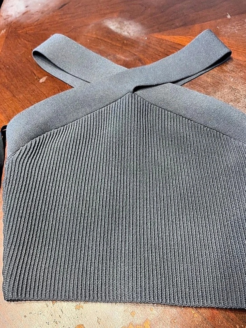 Babaton Sculpt Knit Criss Cross Tank Gray XS